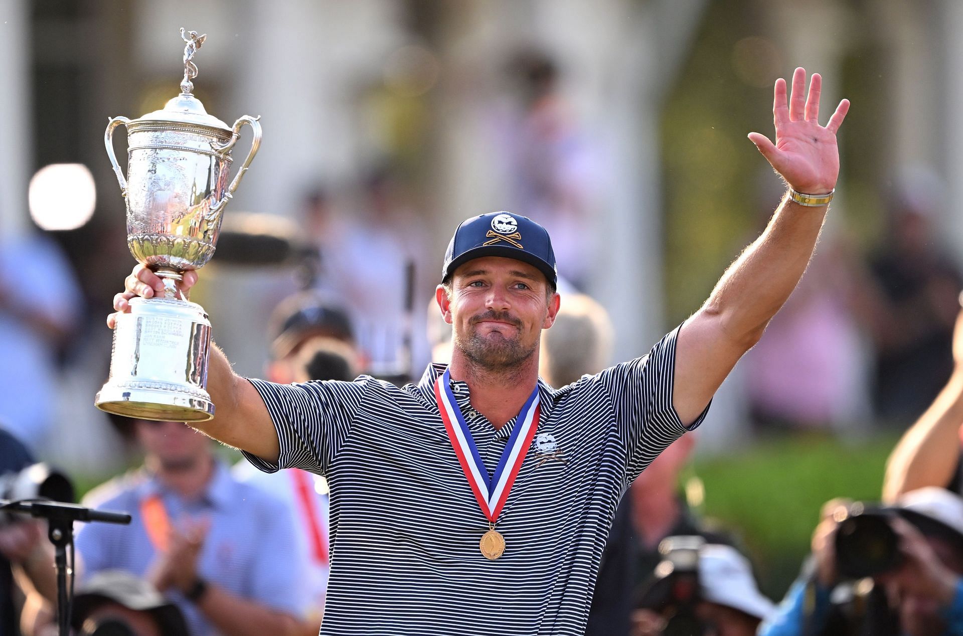 Bryson DeChambeau with this trophy at the 2024 U.S. Open - Source: Getty